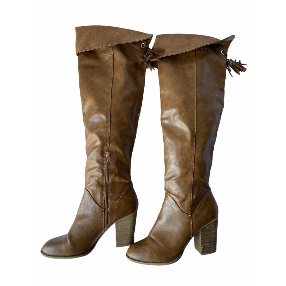 ALDO Brown Faux Leather Knee High Boots Size 10